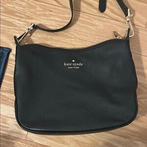 Kate Spade Black Shoulder Bag with Adjustable Strap and Silver Hardware